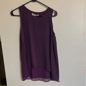 Lola & Sophie Sleeveless Layered Chiffon Shell in Deep Plum